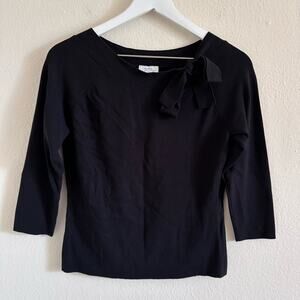 Ann Taylor LOFT Black Sweater Front Bowtie Detail Size Medium